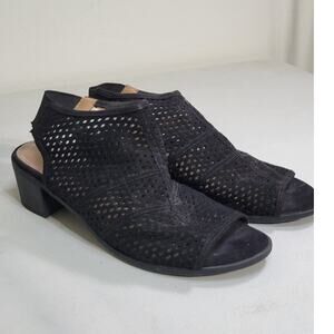 American Eagle Sandals Size 8 Vida Open Toe Slingback Black 2” Block Heels